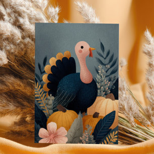 Cartão Postal Peru Fofa com Colheita de Outono Feliz Dia de Ação