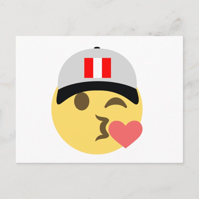 Cartão Postal Peru Hat Kiss Emoji (Frente)