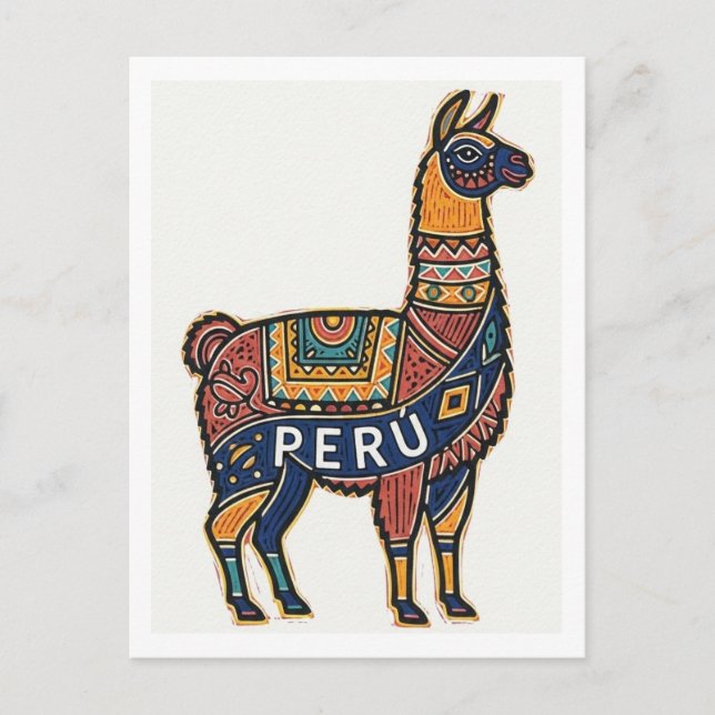Cartão Postal Peru Llama (Frente)