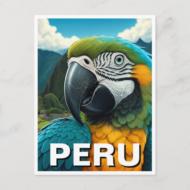 Cartão Postal Peru Macaw (Frente)