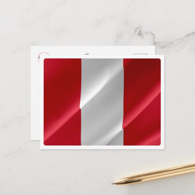 Cartão Postal Peru - Peruvian Waving Flag - (Frente/Verso In Situ)