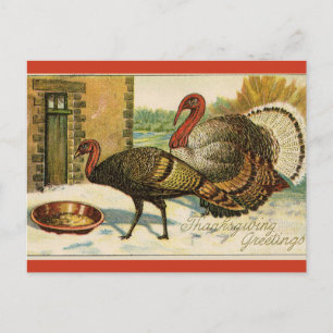 Cartão Postal Perus de Ação de Graças Vintage Comendo