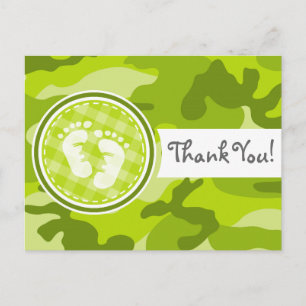 Cartão Postal Pés de Bebê; camuflagem verde brilhante