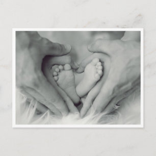 Cartão Postal Pés de Bebê Coração Monocromático Fotografia de Am