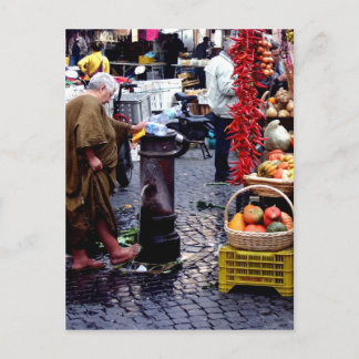 Cartão Postal pés de lavagem no mercado