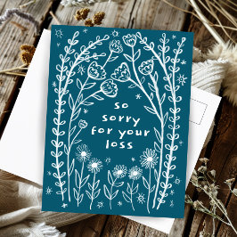 Cartão Postal PÊSAMES Floral Caprichoso Esboço Desenho Desculpe