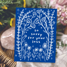 Cartão Postal PÊSAMES Floral Esboço Caprichoso Desenho Triste