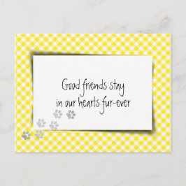 Cartão Postal Pesar pela Perda de Animal de Estimação em Xadrez 