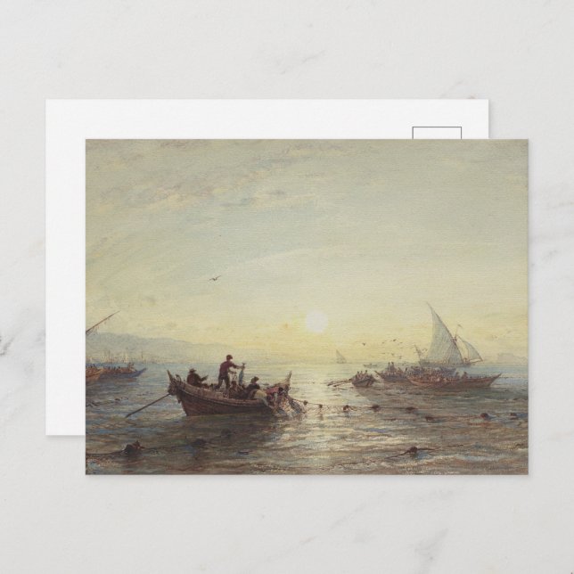 Cartão Postal Pesca ao amanhecer da costa perto de Marselha (Frente/Verso)