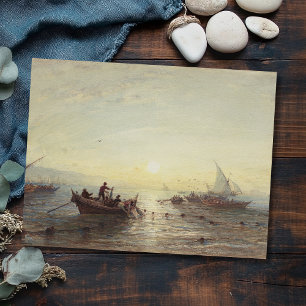 Cartão Postal Pesca ao amanhecer da costa perto de Marselha