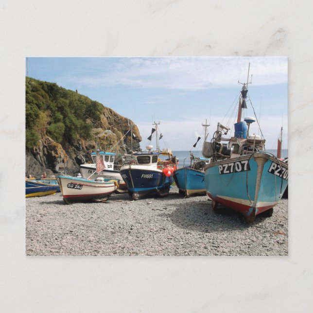 Cartão Postal Pesca Boats Cadgwith Cornwall Inglaterra (Frente)