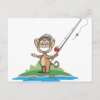 Cartão Postal Pesca com macaco