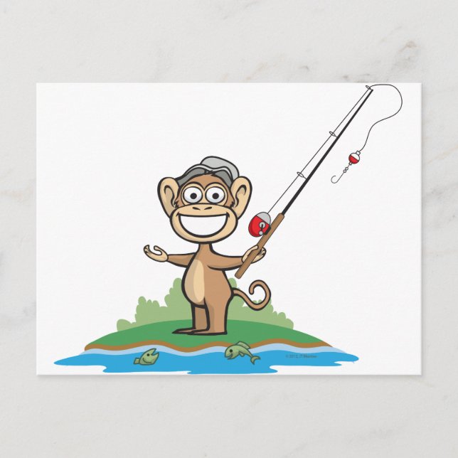 Cartão Postal Pesca com macaco (Frente)