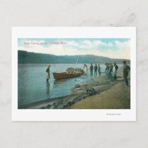 Cartão Postal Pesca com redes envolventes-arrastantes no rio Col