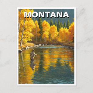 Cartão Postal Pesca de mosca no rio Yellowstone de Montana