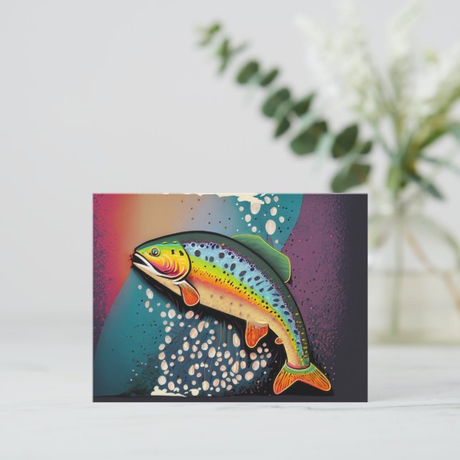 Cartão Postal Pesca de Truta Arco-Íris Personalizável Amante da  (Em pé/Frente)
