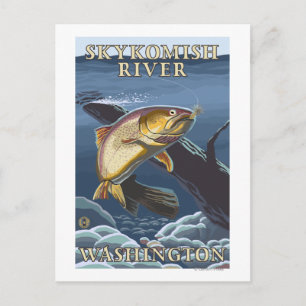 Cartão Postal Pesca de Truta Corte Transversal - Rio Skykomish,