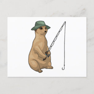 Cartão Postal Pesca do Suricata Pescador Vara de pescar