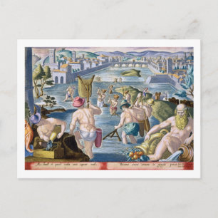 Cartão Postal Pesca em águas salgadas com redes, placa 96 para