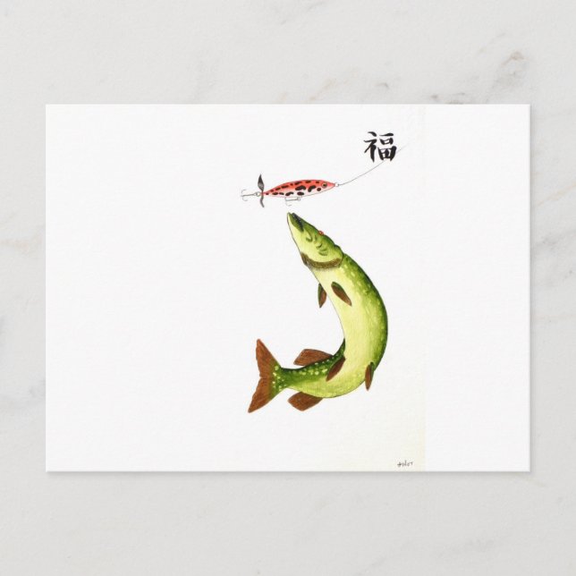 Cartão Postal Pesca Pike (Frente)