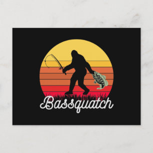 Cartão Postal Pesca Retro Bassquatch Pé-Grande