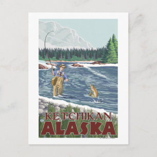 Cartão Postal Pescador de moscas - Ketchikan, Alaska