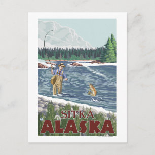 Cartão Postal Pescador de moscas - Sitka, Alaska