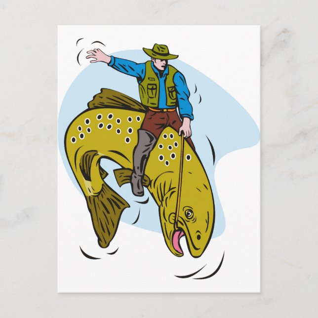 Cartão Postal pescador de truta (Frente)