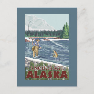 Cartão Postal Pescador de Voo - Anchorage, Alasca