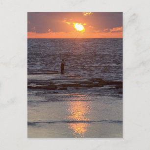 Cartão Postal Pescador em Byblos ao pôr do sol, Líbano