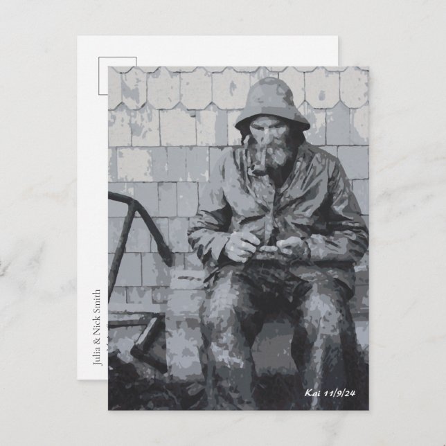 Cartão Postal Pescador Gloucester Enviando Seus Nets (Frente/Verso)