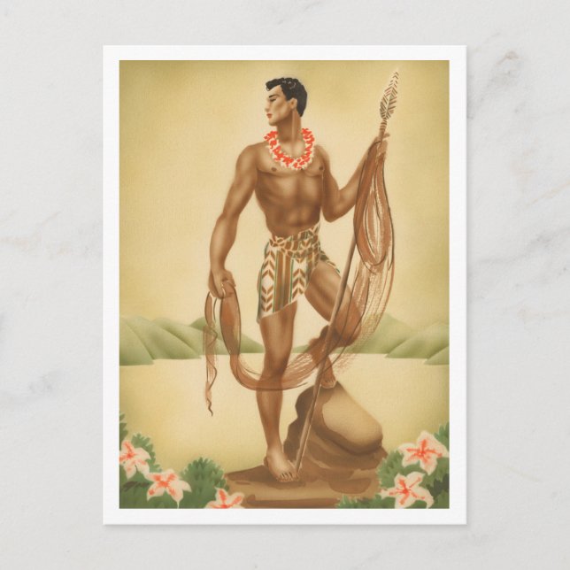 Cartão Postal Pescador Havaiano (Frente)