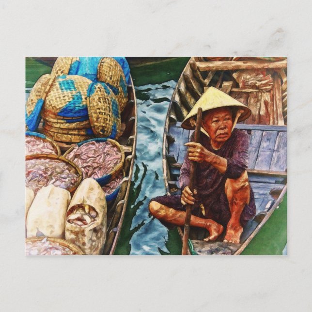 Cartão Postal Pescador no Vietname - Ásia (Frente)