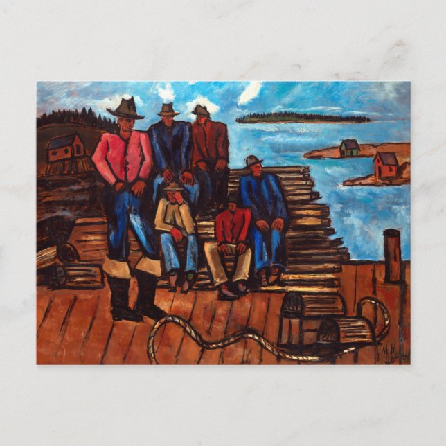 Cartão Postal Pescadores de Lagostas Marsden Hartley (Frente)