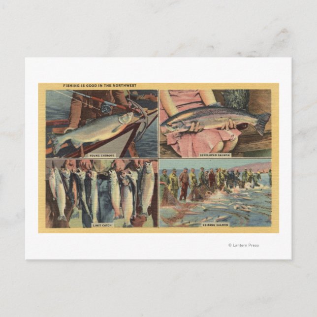 Cartão Postal "Pescar é bom no noroeste" - Chinook (Frente)
