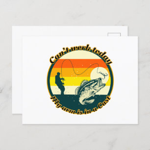 Cartão Postal Pescar engraçado não pode funcionar hoje meu braço