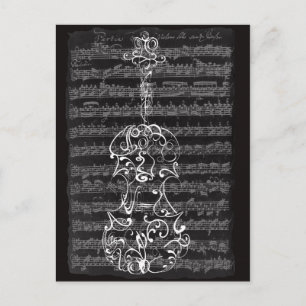 Cartão Postal Pesquisa Violina no Manuscrito Bach
