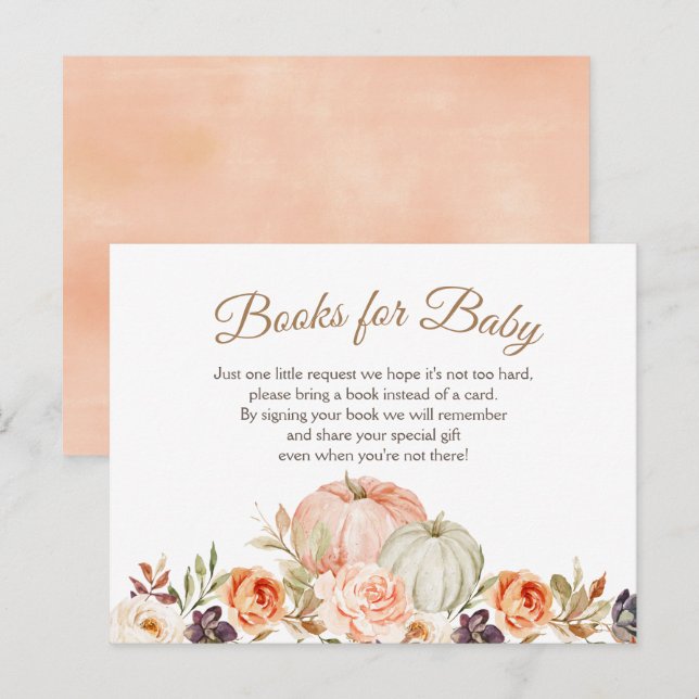 Cartão Postal Pêssego de Queda e Livros de Pumpkin Verde para Be (Frente/Verso)