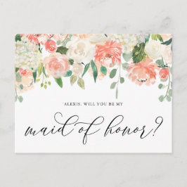 Cartão Postal Pêssego e flores de marfim são minha Madrinha de c