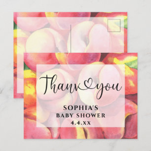 Cartão Postal Pêssegos aquarela - Obrigado chá de bebê