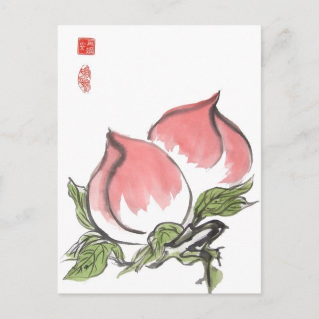Cartão Postal Pêssegos gêmeos chineses (Frente)