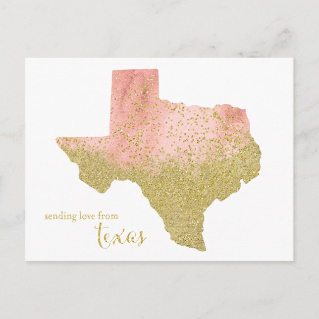 Cartão Postal Pessegueiro e Dourado Lítio Enviando Amor do Texas (Frente)