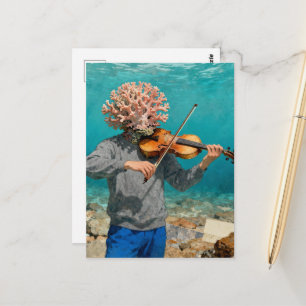 Cartão Postal Pessoa Boba do Oceano de Coral Fazendo Música