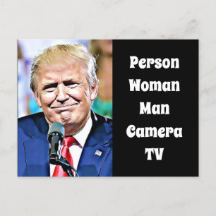 Cartão Postal Pessoa, Mulher, Homem, Câmera, TV, Anti-Trump engr