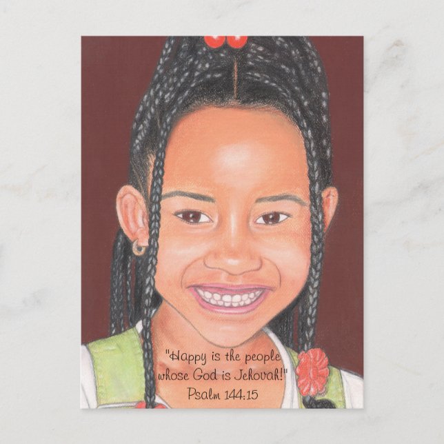 Cartão Postal Pessoas Felizes Cujo Deus é Jeová~Escritura~Impres (Frente)