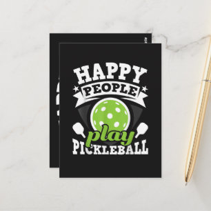 Cartão Postal Pessoas Felizes Jogam Pickleball - Jogador de Padd