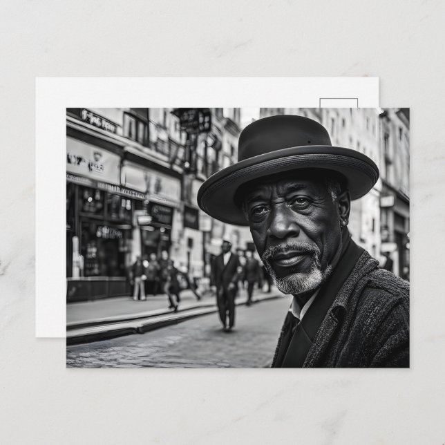 Cartão Postal Pessoas retrô na rua (Frente/Verso)