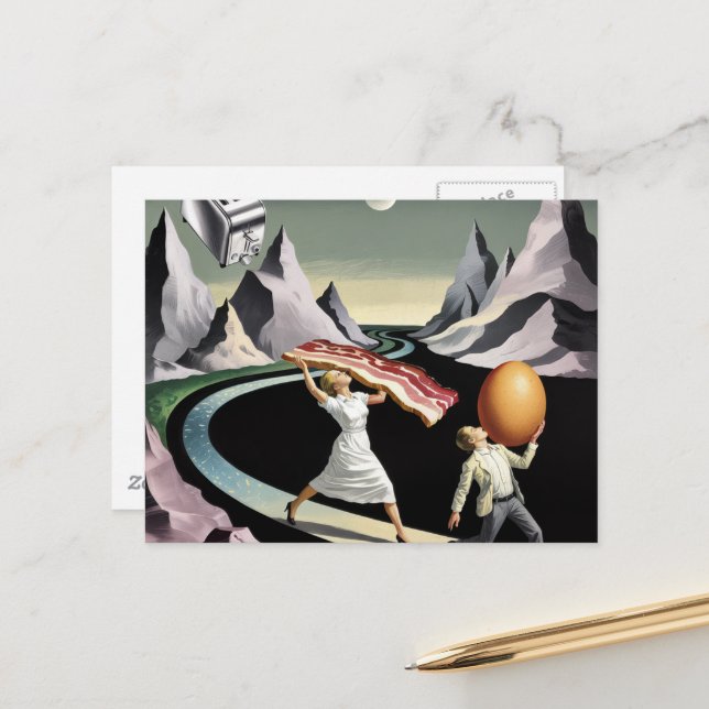 Cartão Postal Pessoas Surreais no Café da Manhã (Frente/Verso In Situ)