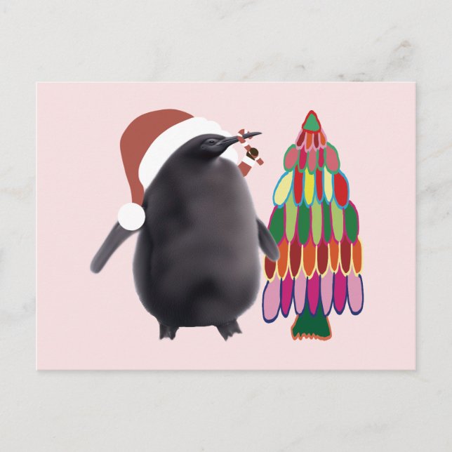 Cartão Postal Pesto Pinguim Natal #5 (Frente)