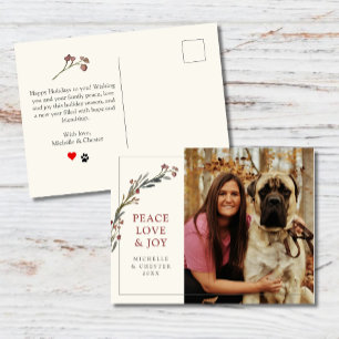 Cartão Postal Pet Photo and Joy Red Greenery